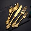 Gorgeous Gold-Plated Cutlery Set 5/10/15/20/25/30 PCS Luxury Stainless Steel Flatware Set Baroque Hollow Handle Dinner 4