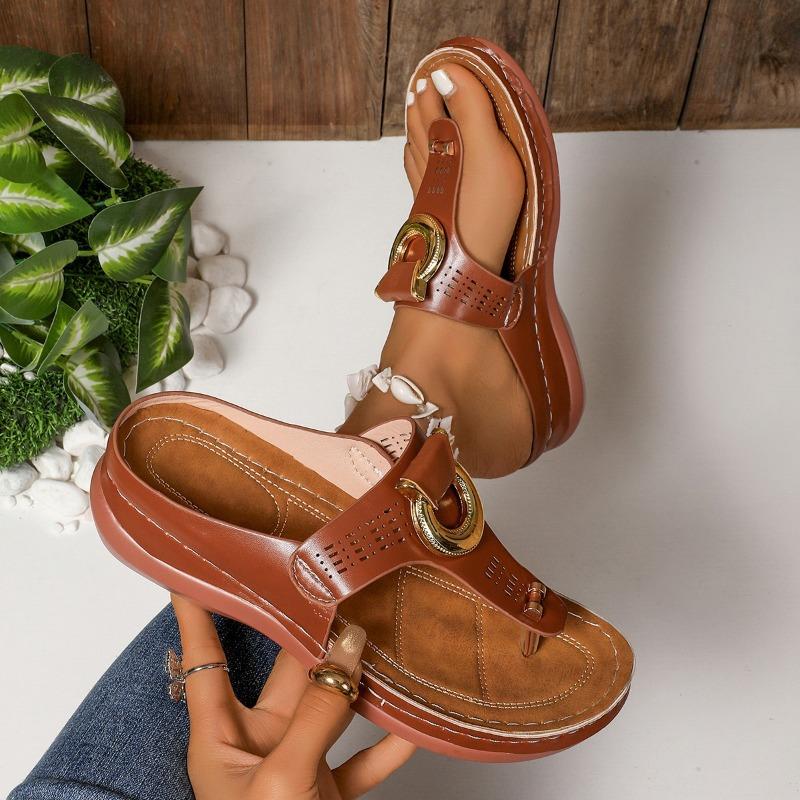 Women’s Thong Wedge Roman Slide Sandals Open-Toe Summer Shoes