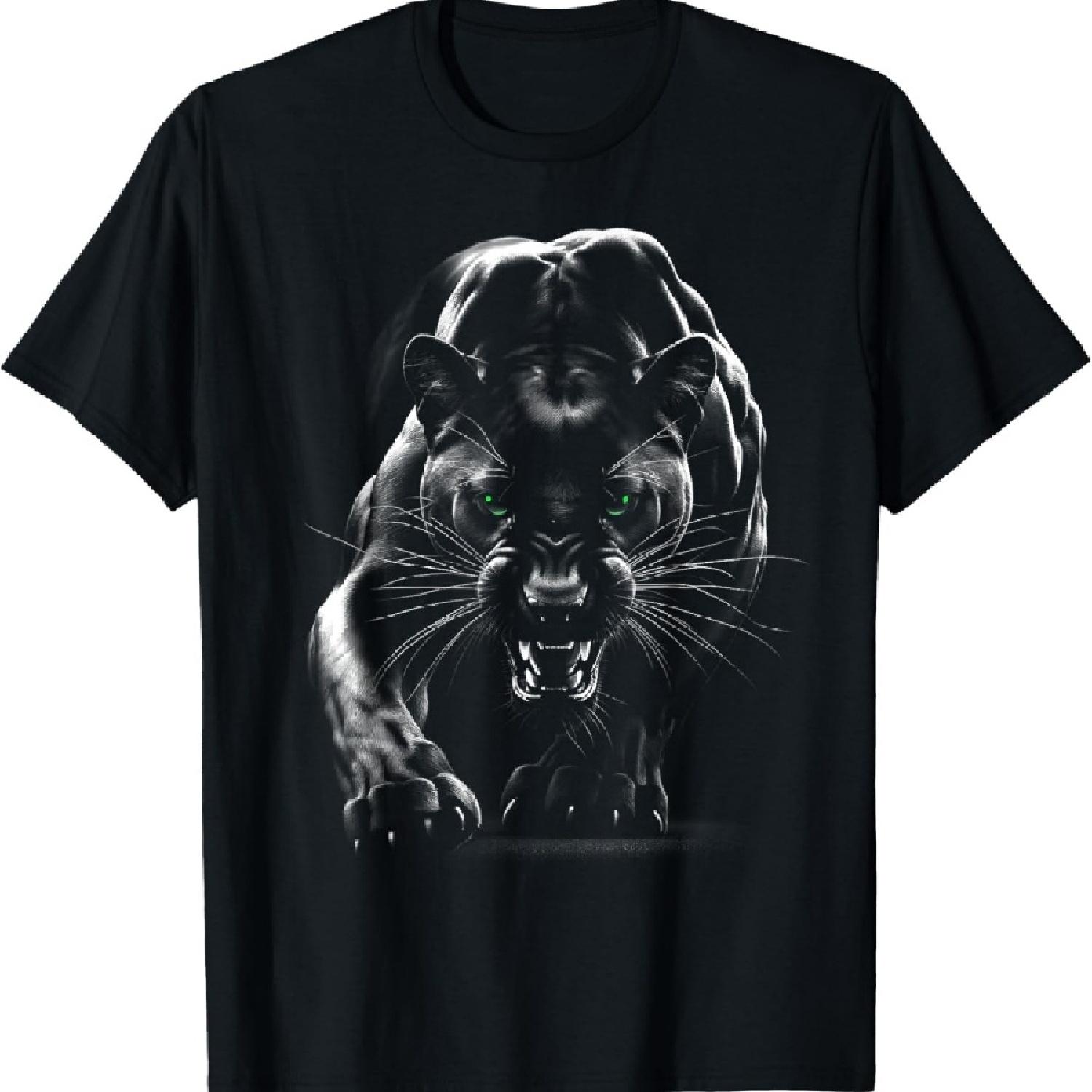 Величественная пантера с зелеными глазами футболка XXXXXL чёрный