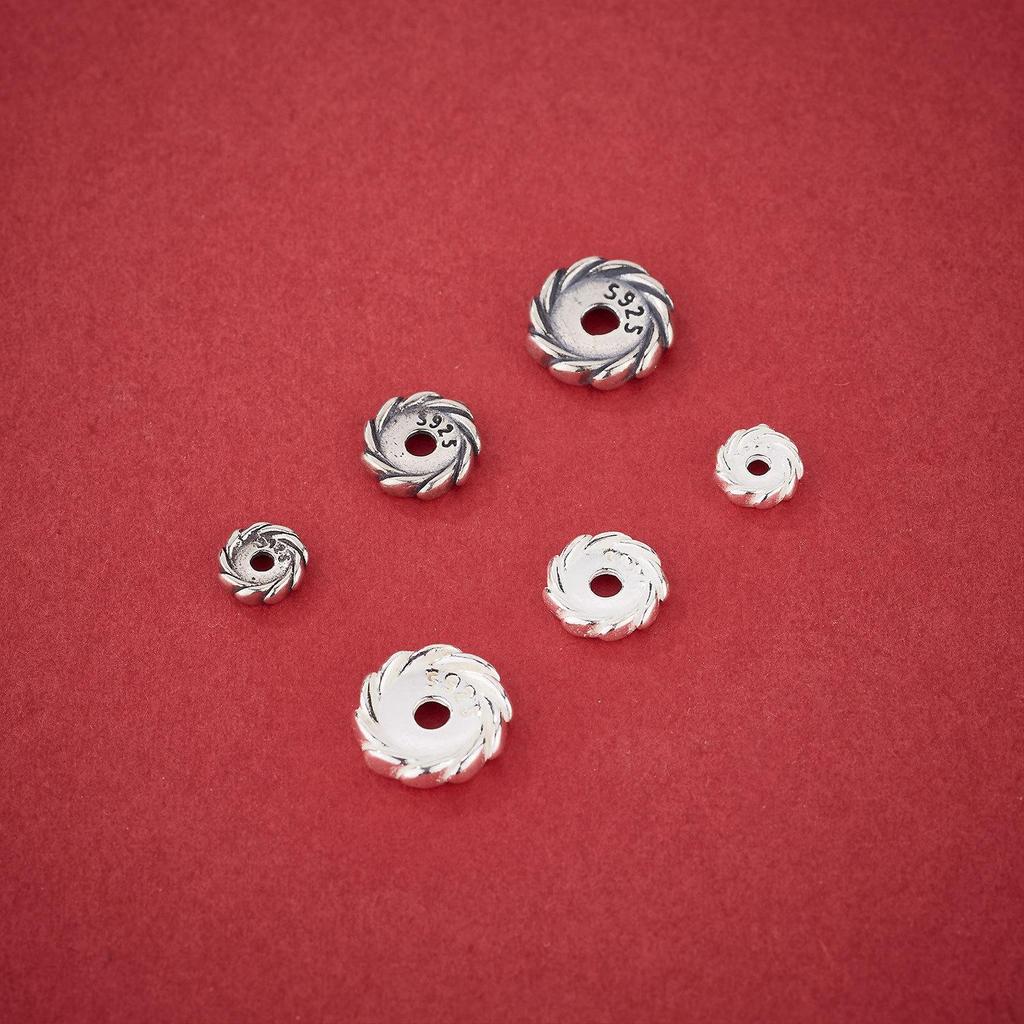 S925 Sterling Silver Spiral Spacer Bead Charm for DIY Bracelets & Necklaces