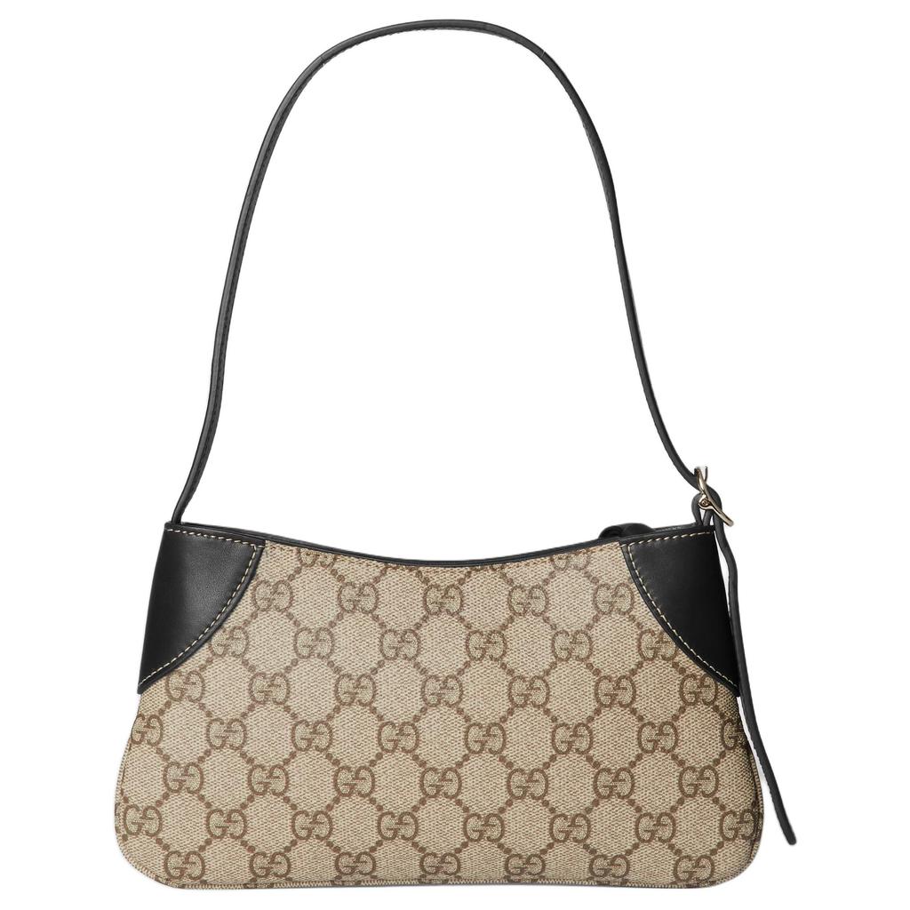 Gucci Gg Emblem Gg Emblem Adjustable Shoulder Strap Zipper Closure Coated Canvas And Leather Patch Handheld Single Shoulder Bag