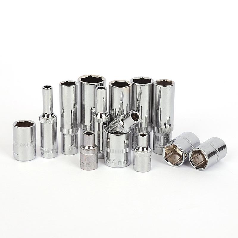 1/4" Chrom-Vanadium-Stahl Sechskant-Steckschlüsselsatz mit verlängertem Schlüssel und Sechskantkopf
