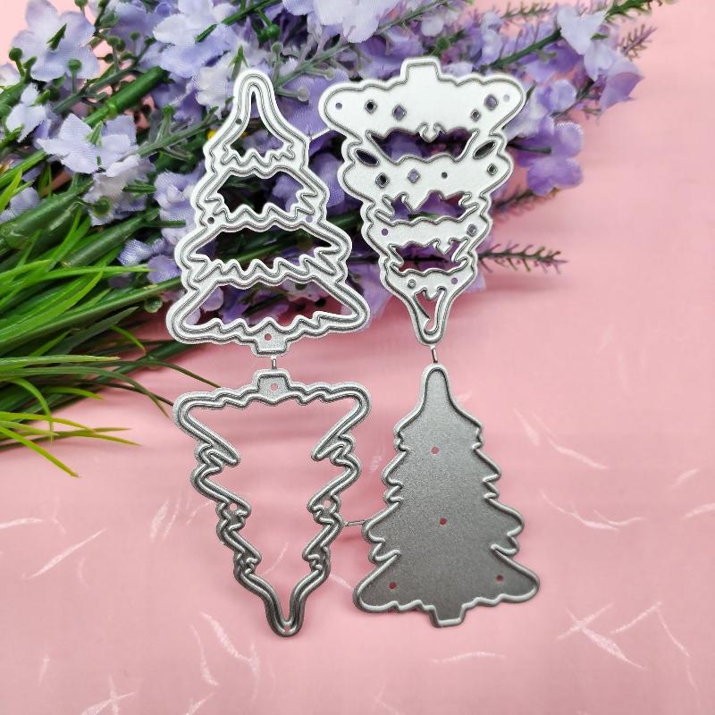 1/2/4Pcs Paper Album Knife Embossing Decor Christmas Trees Diy Metal Cutting Dies Stencil Scrapbooking Card Stamp Craft Mould