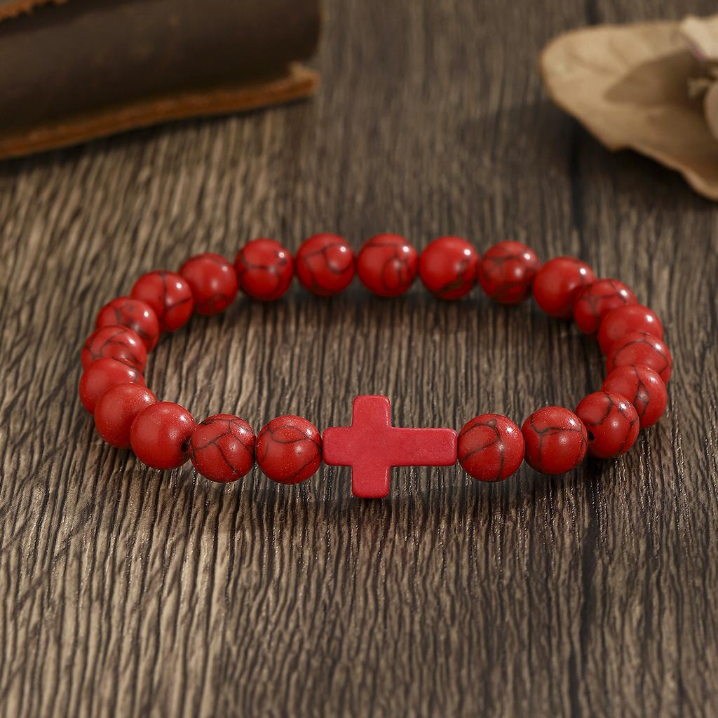 Prayer Men Natural Stone Wood Beads Rosary Hematite Cross Bracelets Onyx Meditation Bracelet Women Yoga Jewelry Homme Pulsera