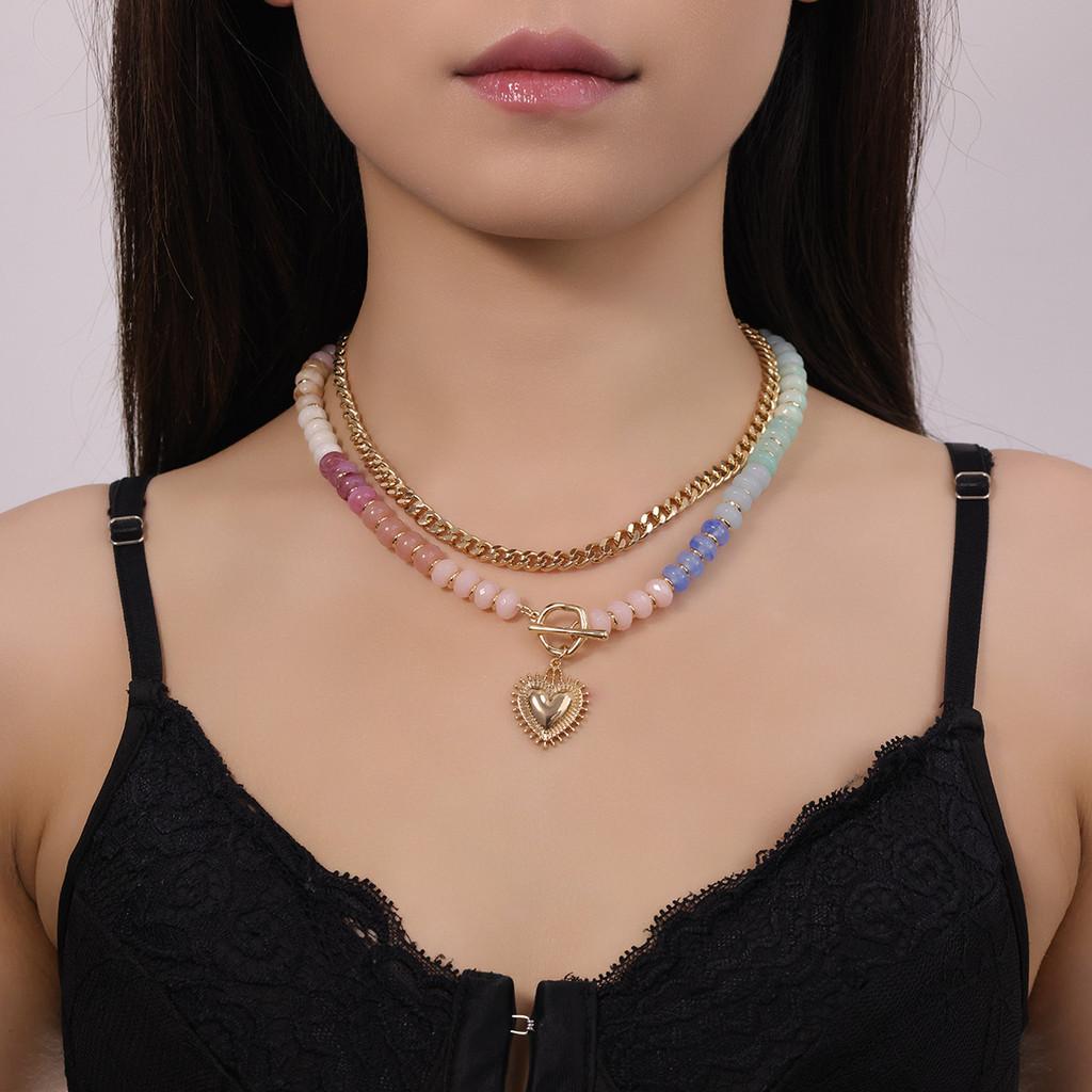 Korean Style Heart Pendant Necklace With Alloy Material For Party Wear