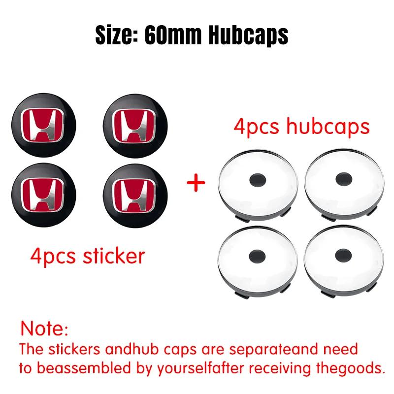 4pcs 56/60mm Car Wheel Center Cover Hub Caps Badge Auto Accessorie For Honda Mugen INSPIRE VTEC DOHC Modulo Vezel CITY CIVIC RR