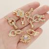1/2Pcs/Pack 14/18K Gold Plated Inlaid Zircon Connector End Caps Fastener Clasps for DIY Jewelry Bracelet Making Accessories