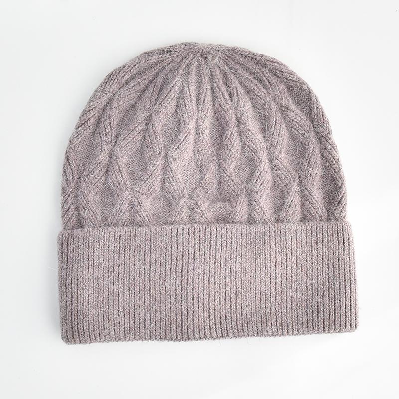 

SOMALER Зимняя вязаная шапка из ангорской шерсти, мягкая, теплая, зимняя, с узором «переплетения», вязаная шапка-бини для женщин