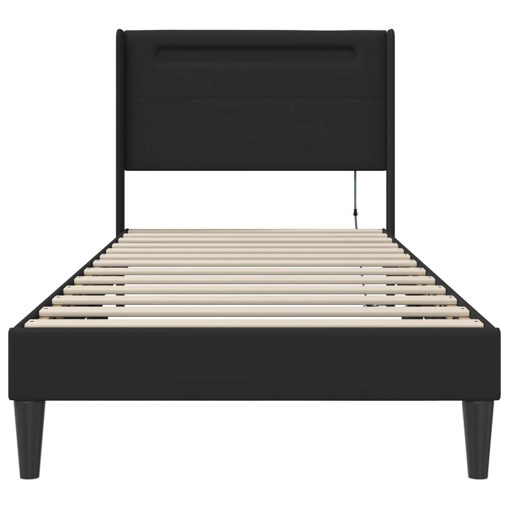 Bed Frame with LED Light Strips Black 90 x 190 cm Faux Leather
