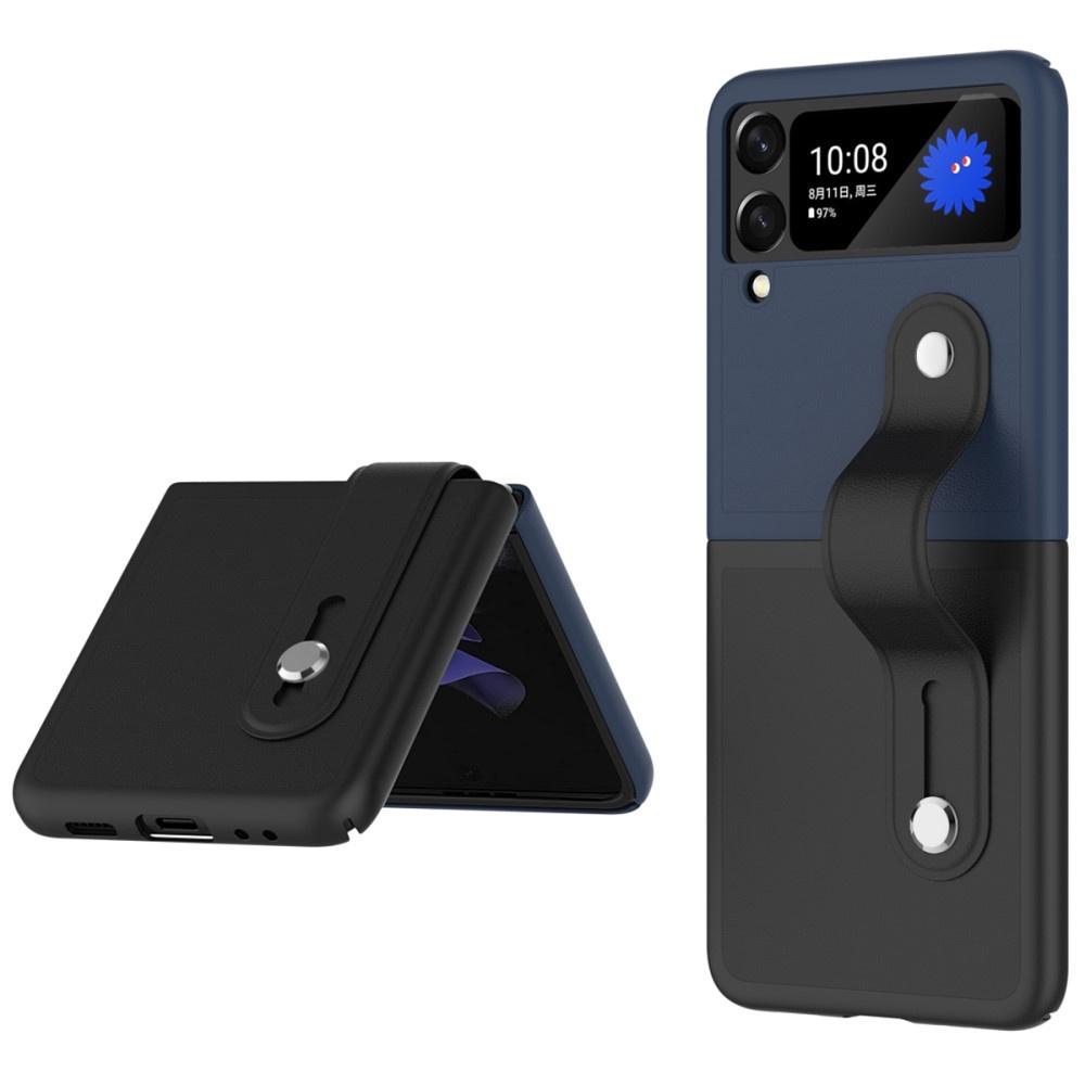 Wristband Kickstand Case for Samsung Galaxy Z Flip4 5G, Black/Dark Blue