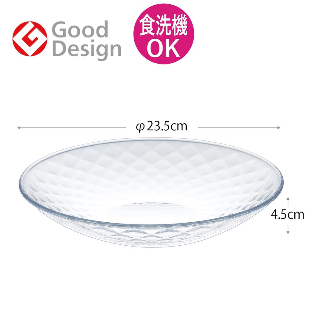 Toyo Sasaki Glass Plate Refre Ball 23 Set of 24 Made In Japan Dishwasher Safe Good Design Award Large Plate Noodle Plate Round Plate Utensil Plate