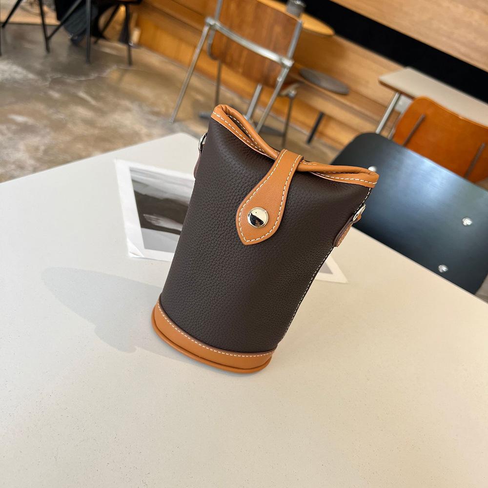 2025 Nowe Mini Damskie Torby Crossbody Dwukolorowa Skóra Naturalna Mała Torba na Ramię Torebka Pierwsza Warstwa Skóry Bydlęcej Torba Wiaderko Portmonetka