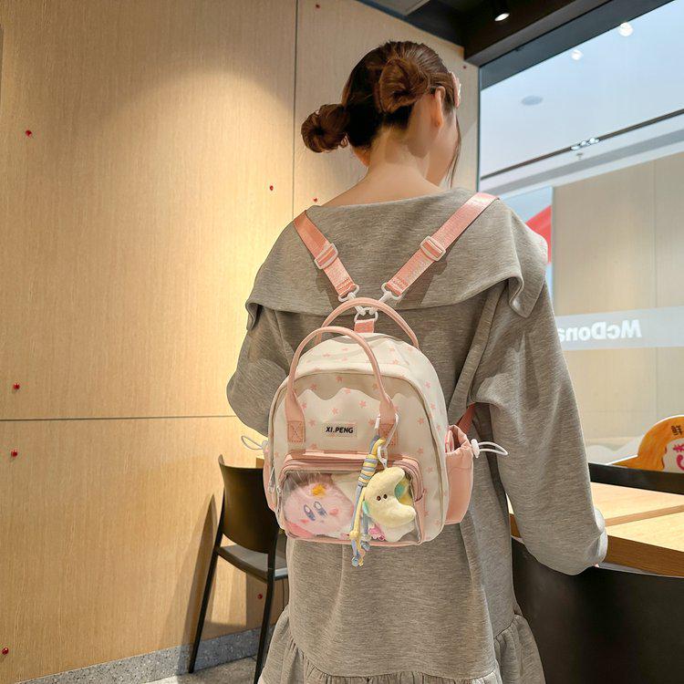 Transparent Star Backpack - Cute Cartoon Ita Bag for Women & Girls, Mini Schoolbag, Lightweight & Stylish for Travel and Outings