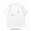 ZAZOMDE Gothic Aesthetic Skeleton Walking Pet Dog Moon Star Printed Short Sleeve Tshirt Unisex Breathable Cotton Casual Tee