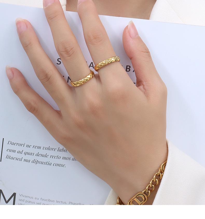 Marla French Retro 18K Gold and Diamond Titanium Steel Ring for Women