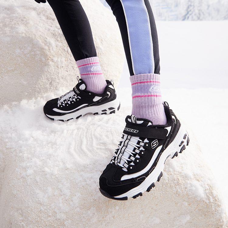 Skechers Abrasion Resistant Cushioning Abrasion Resistant Cushioning Low top Kids Lifestyle Shoes Black White Teenagers 302539L-BKW