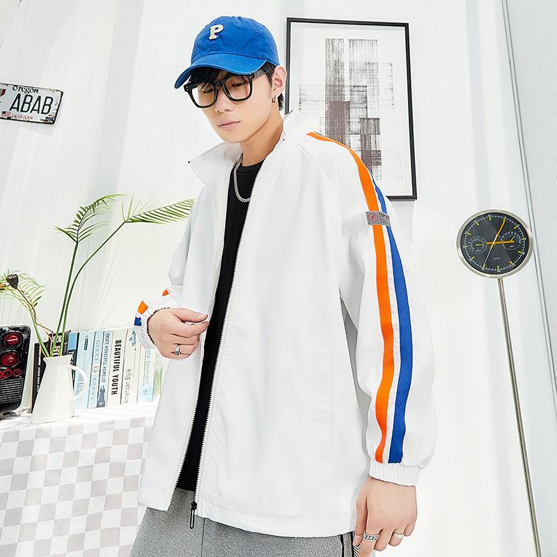 Men's Trendy Spring Baseball Jacket - Casual Outerwear with Long Sleeves and Printed Logo