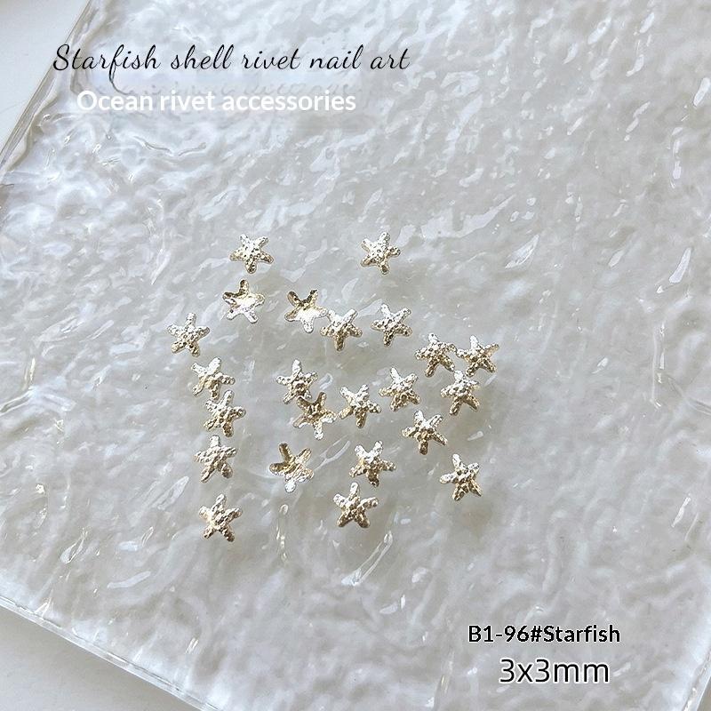 3D Mini Pure Gold Seahorse Shell Nail Charms Creative Copper Slice Conch Star Alloy Nail Art Decorations Diy Y2K Nails Supplies