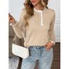 Women's Fall Long Sleeve Sweaters Lace Trim Mock Neck Cozy Trendy Knit Pullover Tops