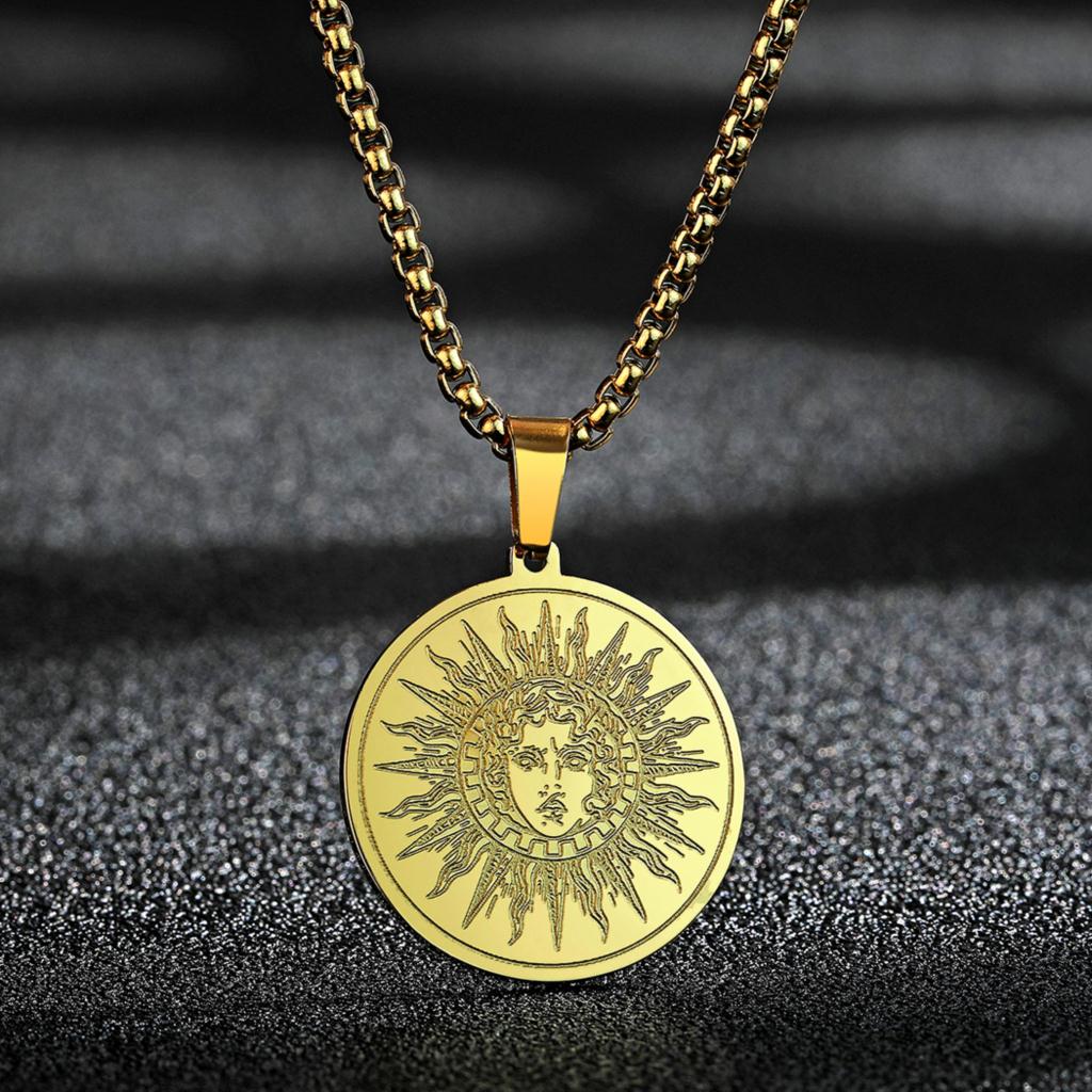 Kinitial Ancient Greek God of the Sun Helios Amulet Pendant Necklace Ancient Greek God of the Sun Helios Amulet Pendant Necklace