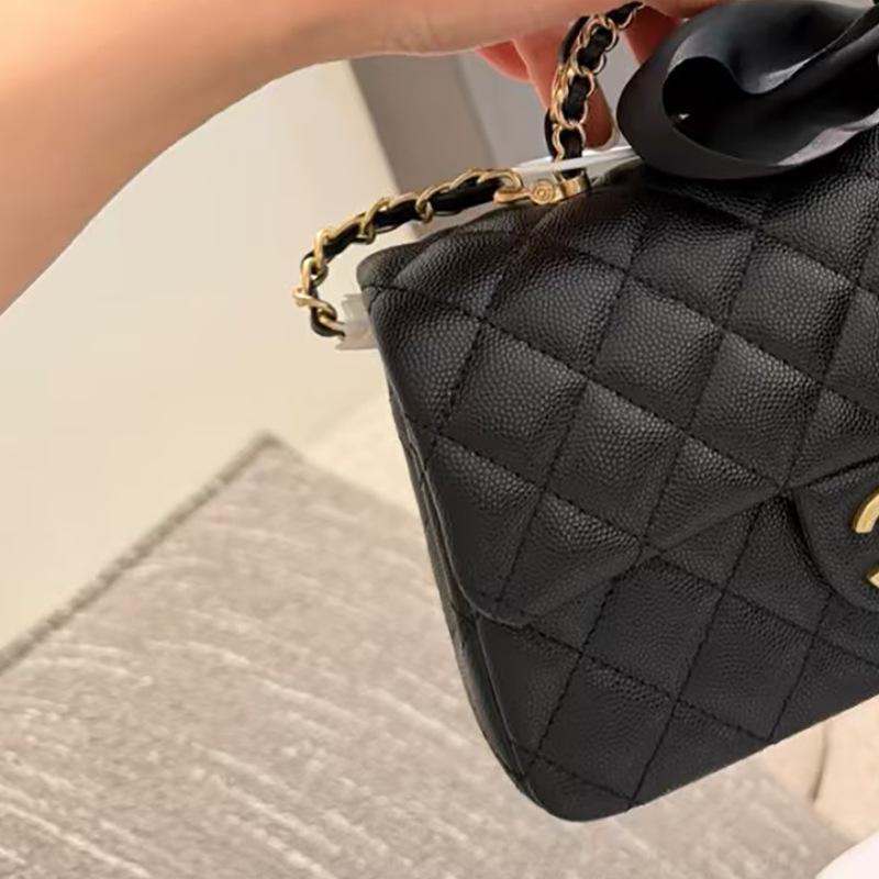 GearUp AutoMoto Elegante Diamant Ruit Ketting Tas met Strik - Dames High-End Kleine Vierkante Crossbody zwart