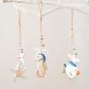 3PCS Mediterranean Wooden Fish Hanging Sea Horse Starfish Ornament Coastal Drop Beach Ocean Decor Beach Theme