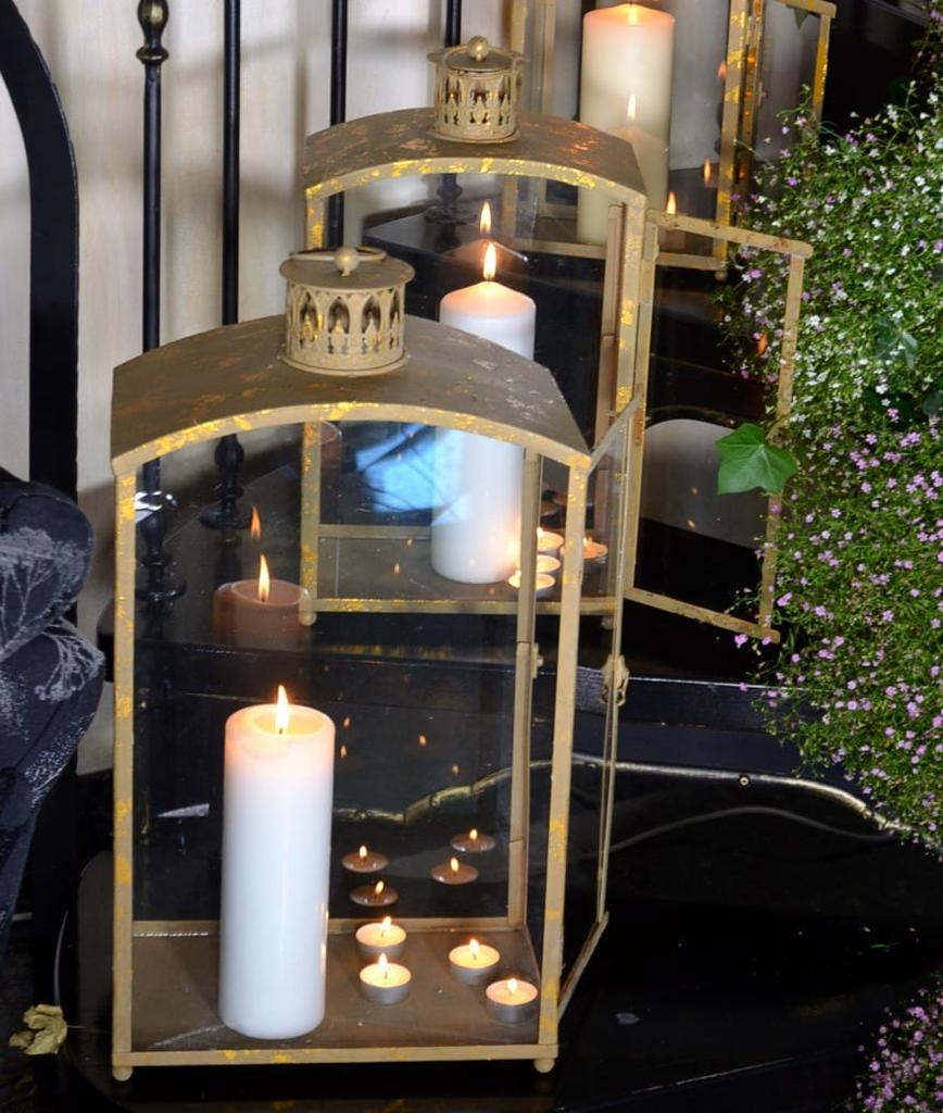 Decorative lantern gold vintage chic 46 cm