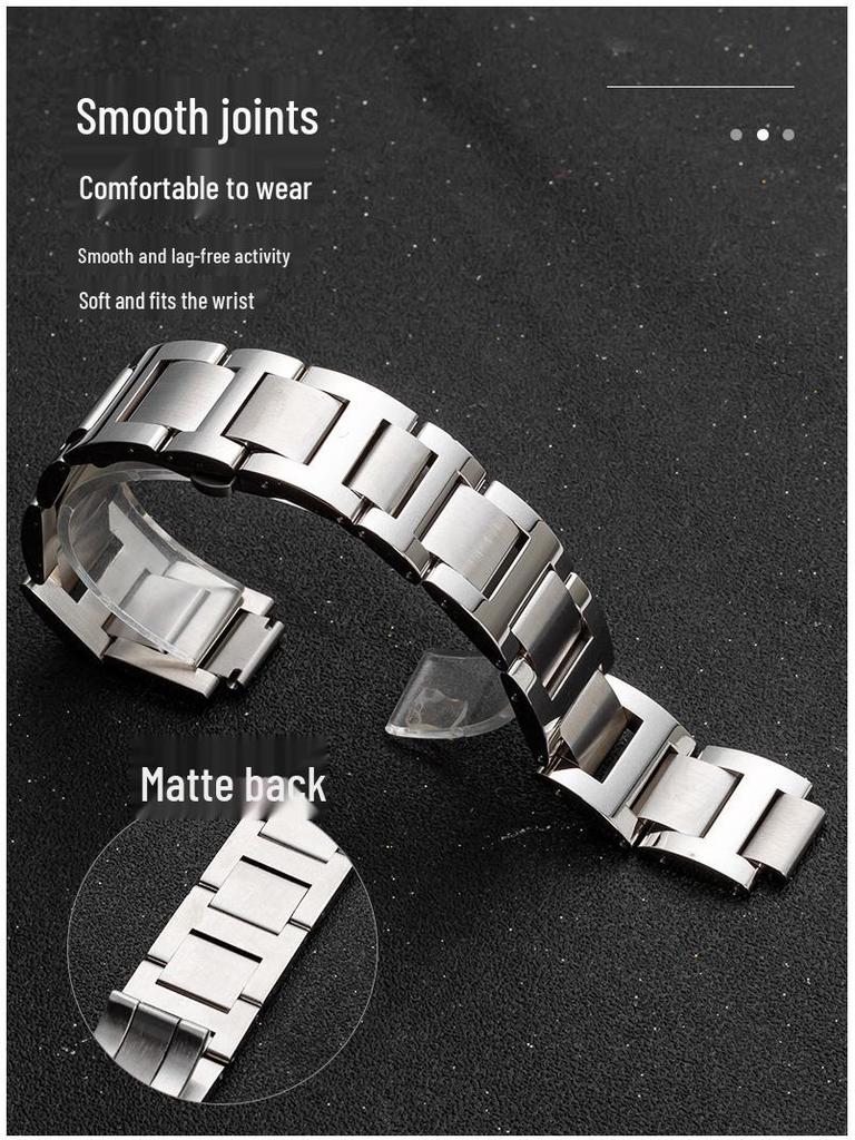 Stainless Steel Replacement Strap for Cartier Ballon Bleu - Men's & Women's Convex Mouth Watch Bracelet