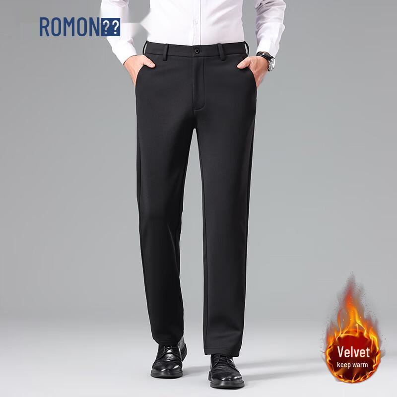ROMON Men's Autumn/Winter Anti-Wrinkle Straight-Leg Business Casual Pants
