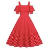 Women's Clothing Source Hepburn Suspender Ruffle Edge Short Sleeve Big Pendulum Polka Dot S S Retro Dress