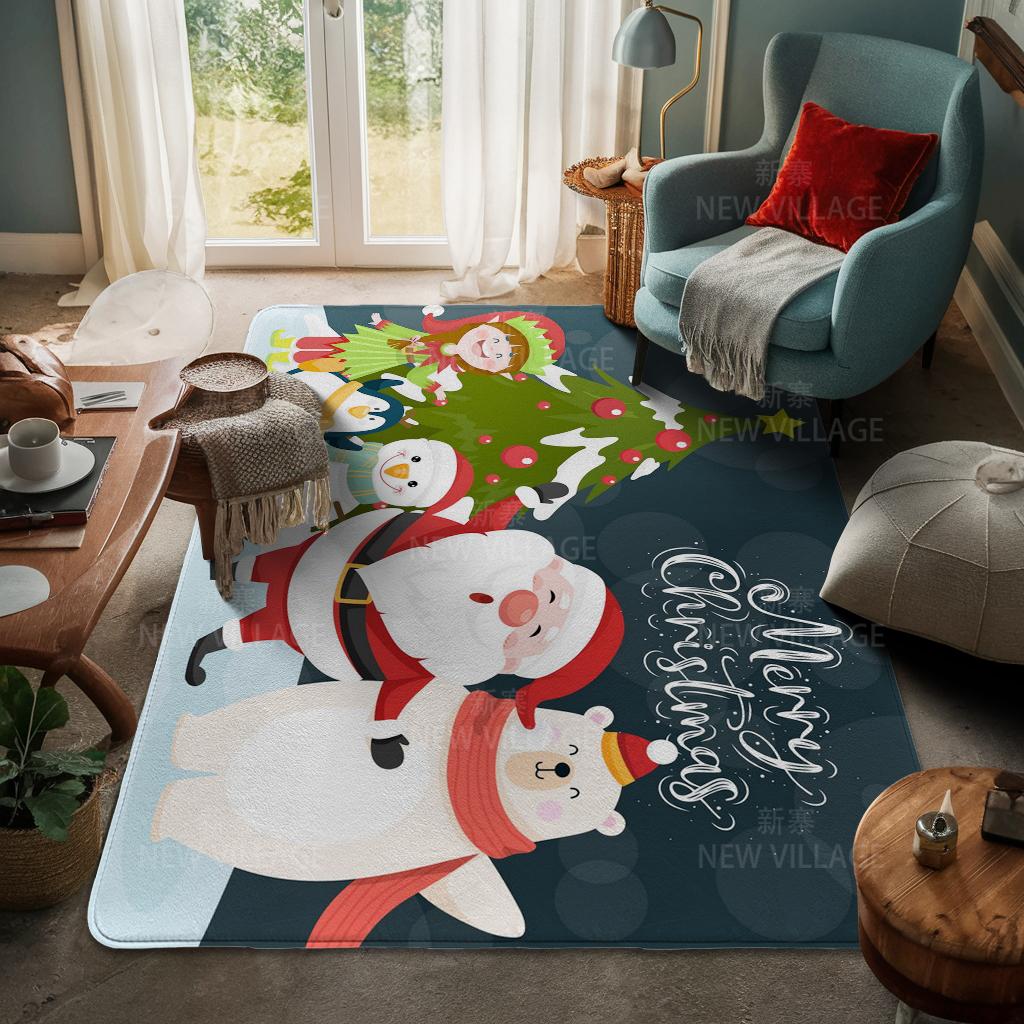 House Entrance Carpet Home Door Mat Living Room Bath Foot Bathroom Non-slip Water Absorption Rugs Bath Merry Christmas Winter