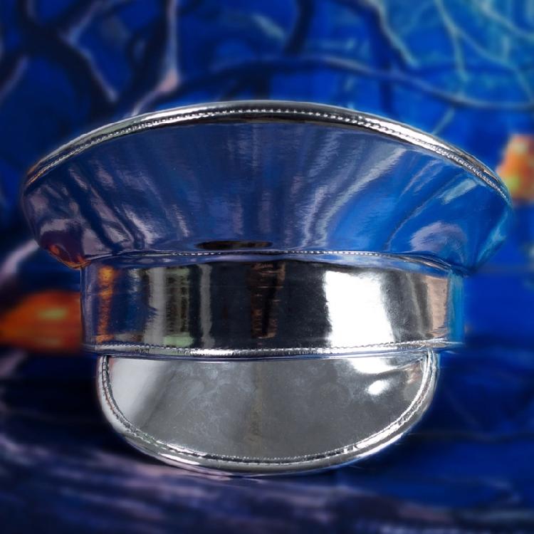 Unisex Casual Y2k Girls Beret Hat Silver Color Halloween Women PU Military Hat