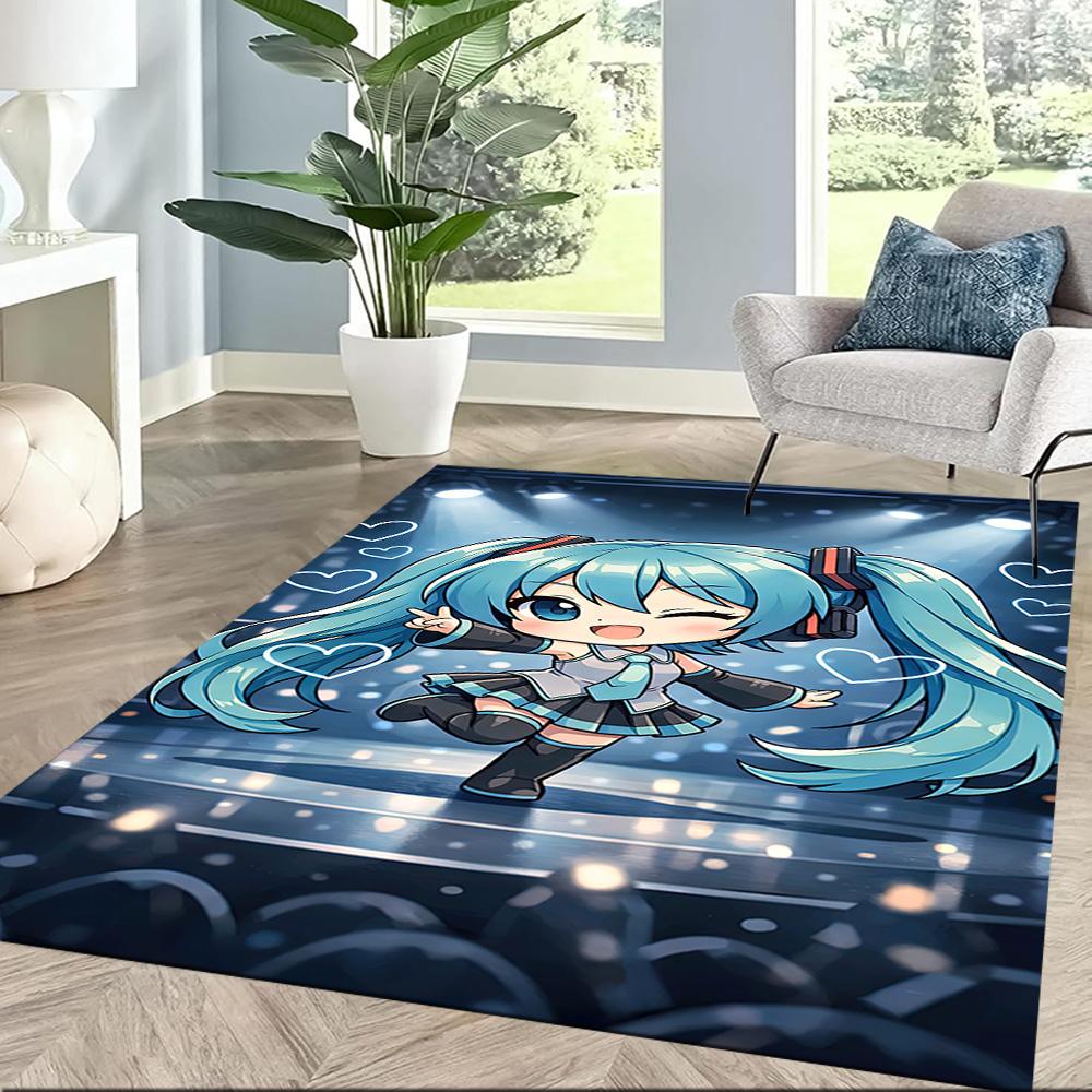Hatsune Miku Style Square rugs are a great choice for living rooms, bedrooms, home décor, and as gifts.