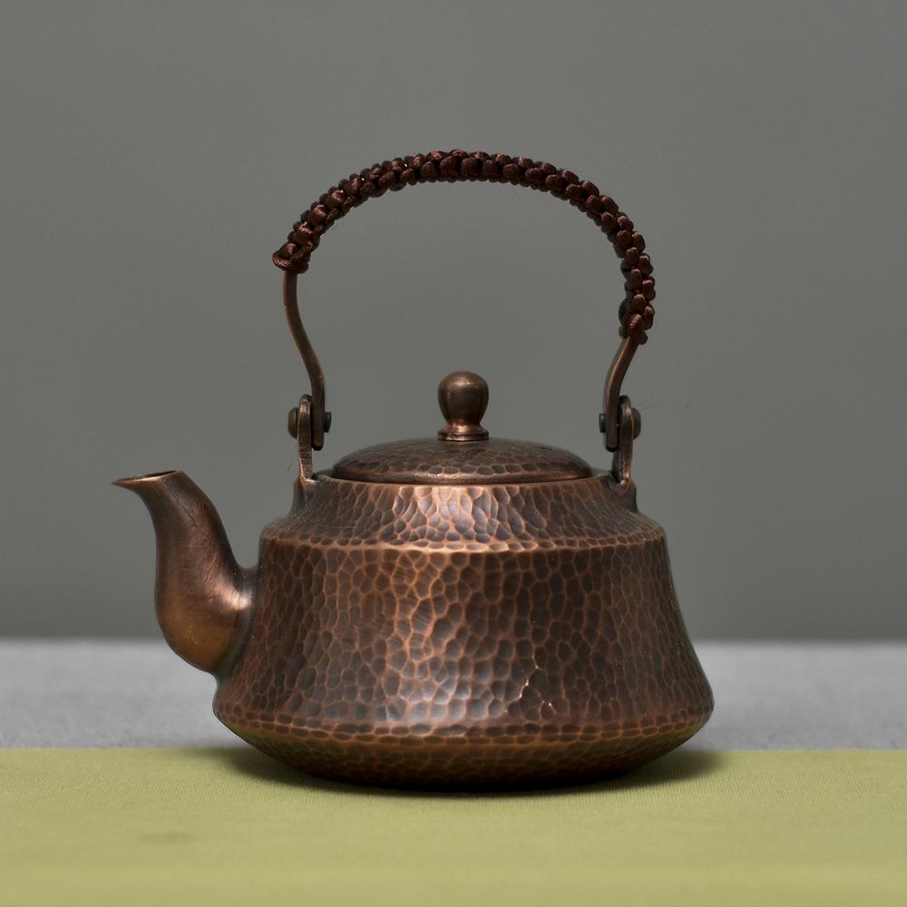 Tetera Pequeña de Cobre Puro, Tetera Tradicional Hecha a Mano de Cobre Rojo, Olla Saludable para Hervir Agua, Juego de Té Kung Fu para el Hogar, 400 ml