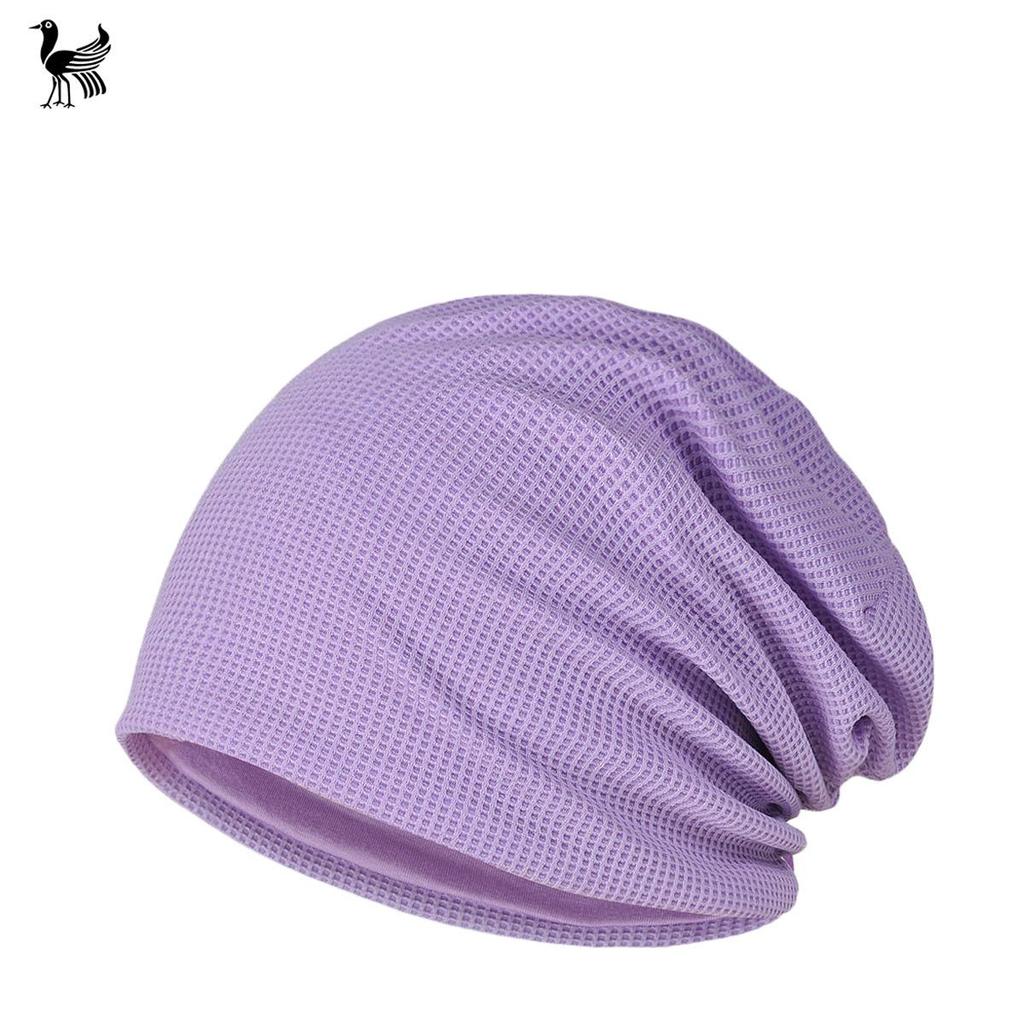Women's Japanese & Korean Three-Legged Bird Beanie: Lightweight Waffle Cotton Sleep Cap for Spring/Summer Fashion