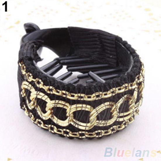 Women Girl Fashion Chain Fabrics Hair Clip Hair Barrette Ponytail Holder Buckle