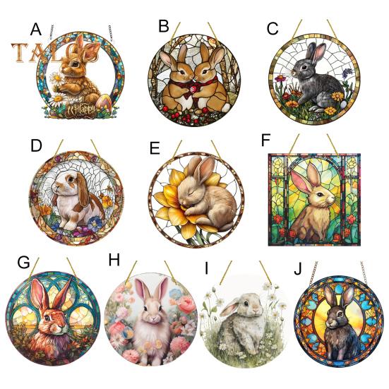 Easter Pendant Hanging Decoration with Lanyard Easy To Hang Rabbit Pattern Design Wide Application Window Acrylic Pendant
