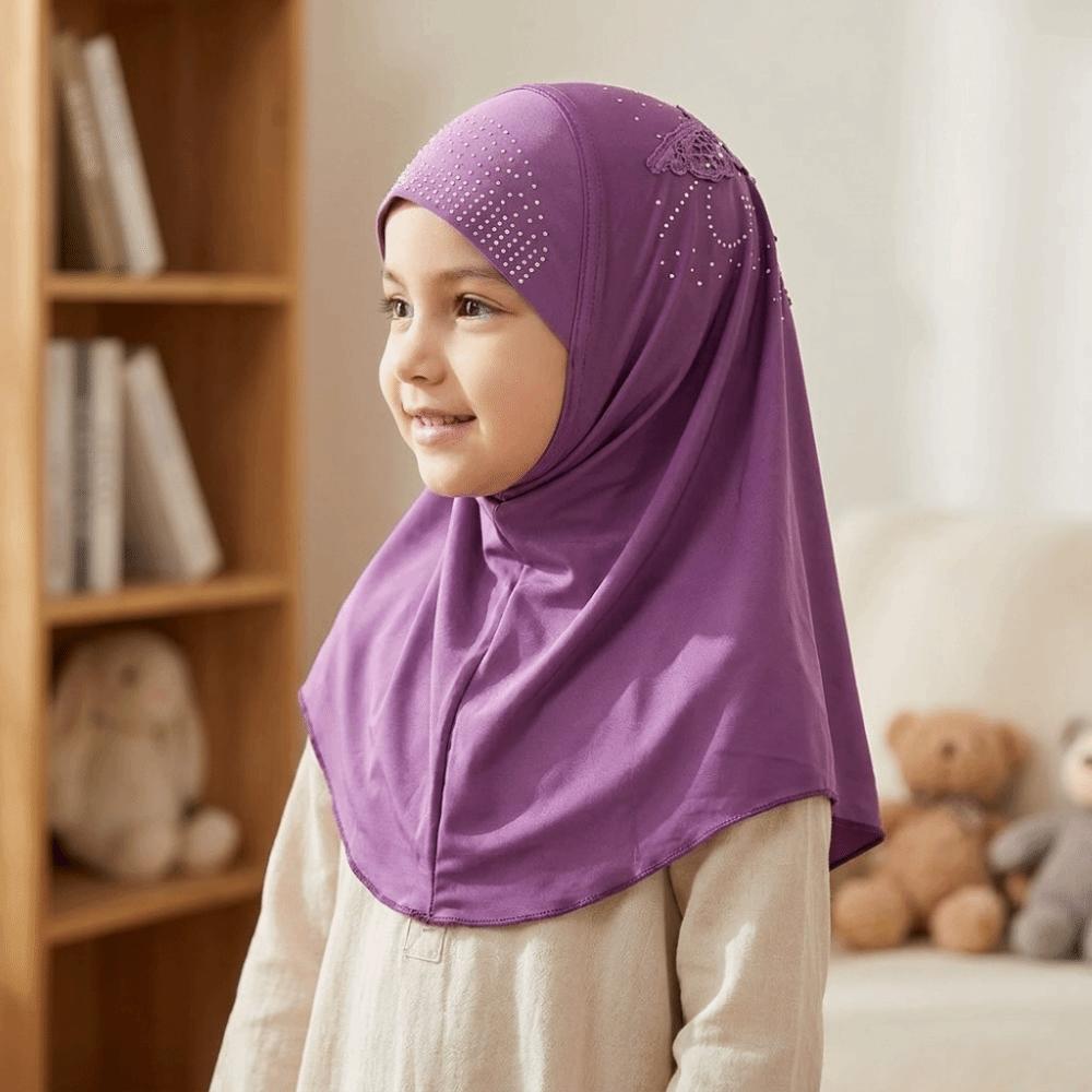 Ice Silk Kids Hijab Breathable Head Wrap Elegant Little Girls Turban Party Wear