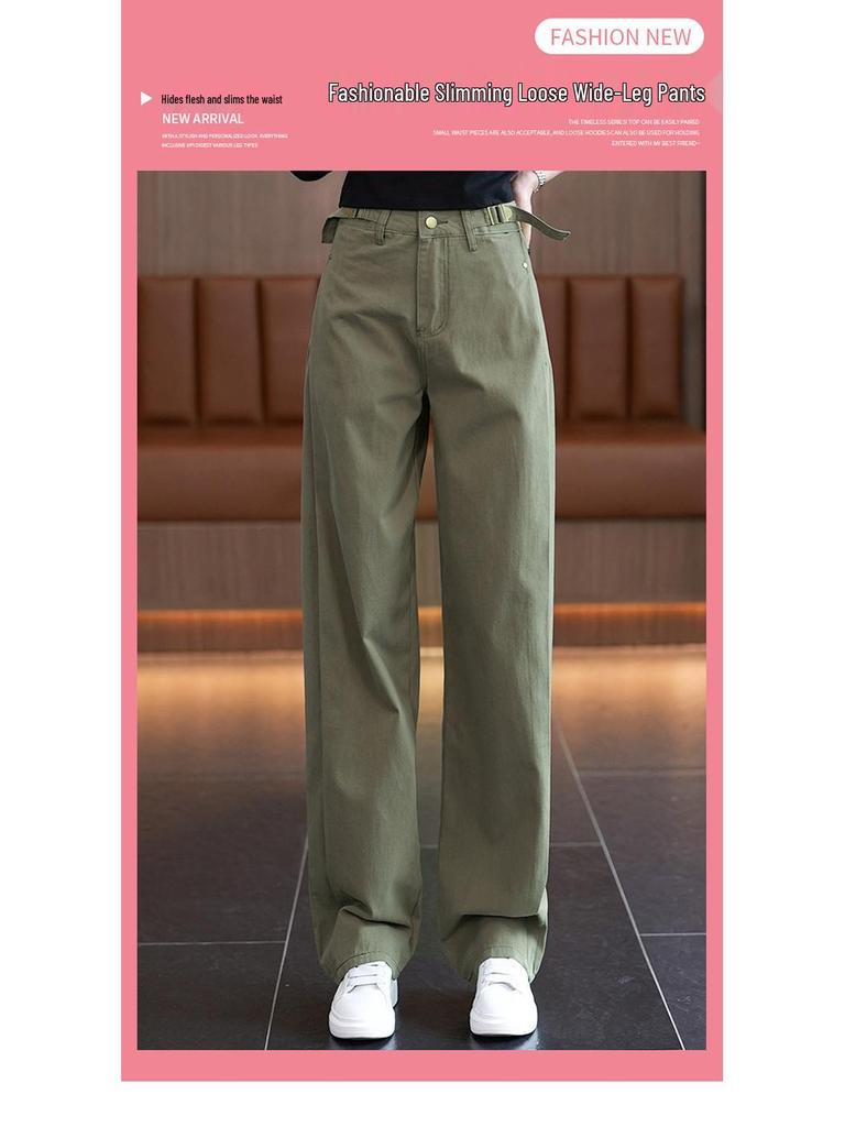 Trendy High-Waisted Wide-Leg Cargo Pants for Women - 2026 Spring/Autumn Slimming Retro Style