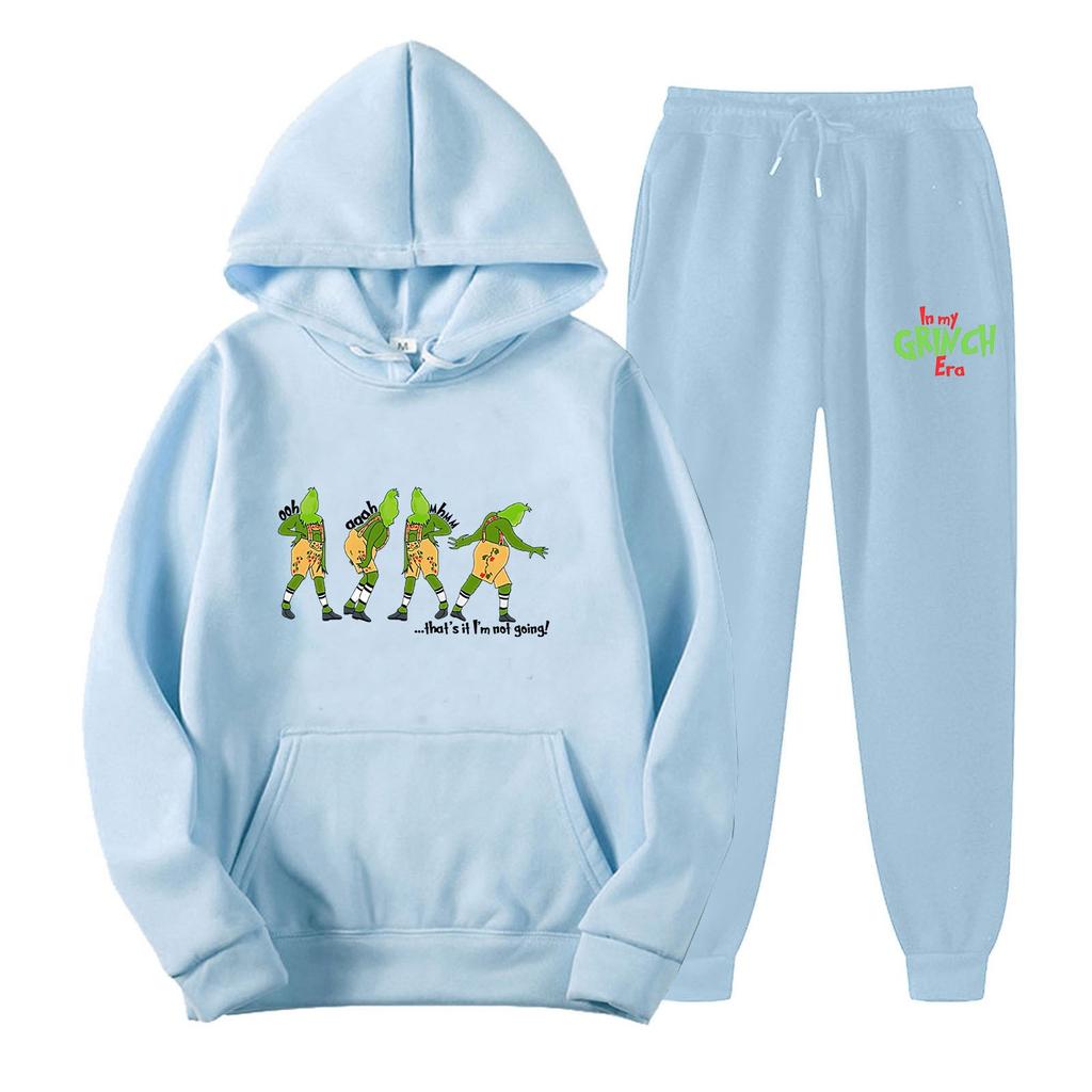 Women's Hooded Sports Tracksuit Unisex Two-Piece Running Outfits Long Sleeve Pullover Hoodies Sweatshirt+Sweatpants Set