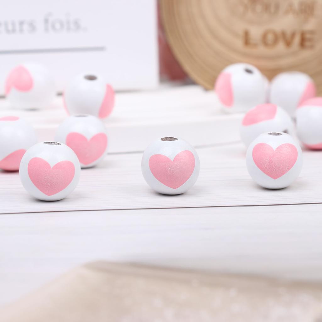 Valentine'S Day Love Wooden Beads Home Decoration Colorful Wooden Beads Wreath Accessories Diy Fringed Hemp Rope Wooden Beads String