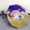 1 Stück Mond Kleine Zwillingssterne Automatischer 3-Fach-Regenschirm Design, Niedliches Cartoon-Muster, Tragbarer Outdoor-Regenschirm, Perfekt, Feiertagsgeschenk für Fans.S052