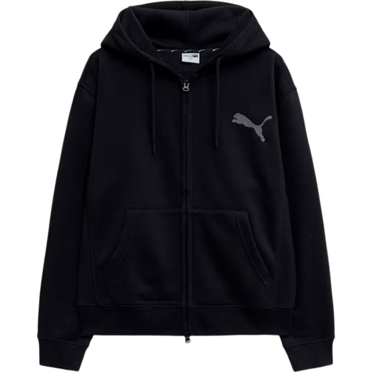 

Puma Loose Fit Hooded Zipper Logo Embroidered Long Sleeve Jacket Men Jackets Black 94090101 M