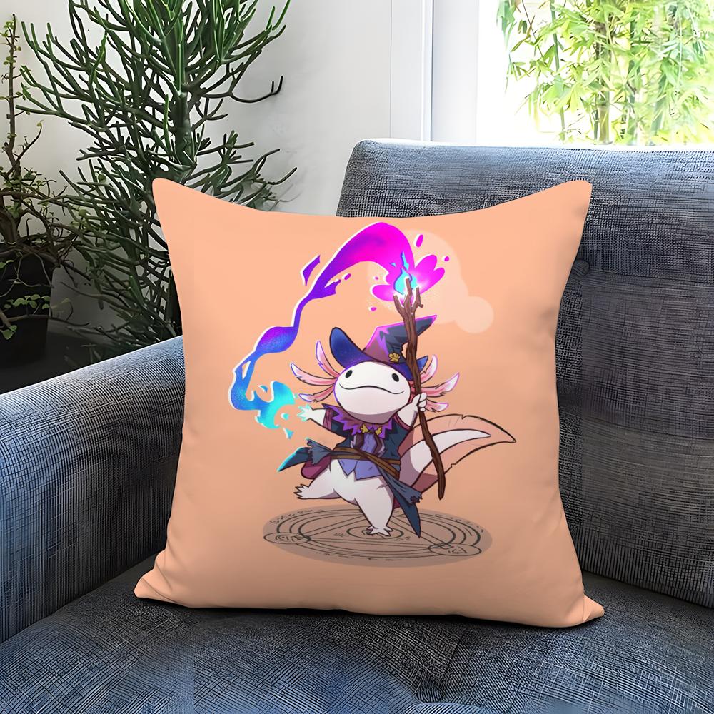 Cute Axolotl Cartoon Cushion Cover Comfortable Reversible Pillow Cover Ideal for Car Sofa Bedroom & Beyond