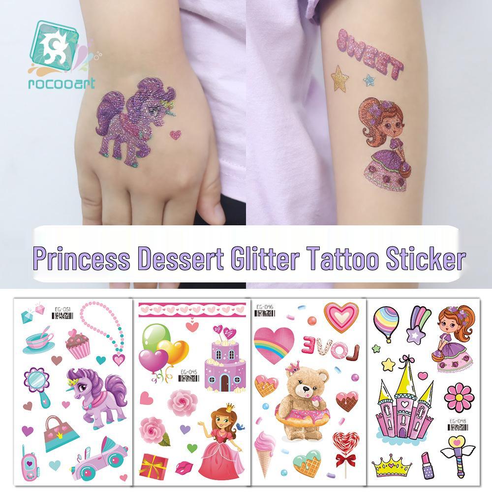 Glitter Princess Tattoo Stickers for Kids – Perfect for Party Desserts