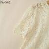 ZANZEA Damen Casual Lace Patchwork Sommer Kurzarm Bluse