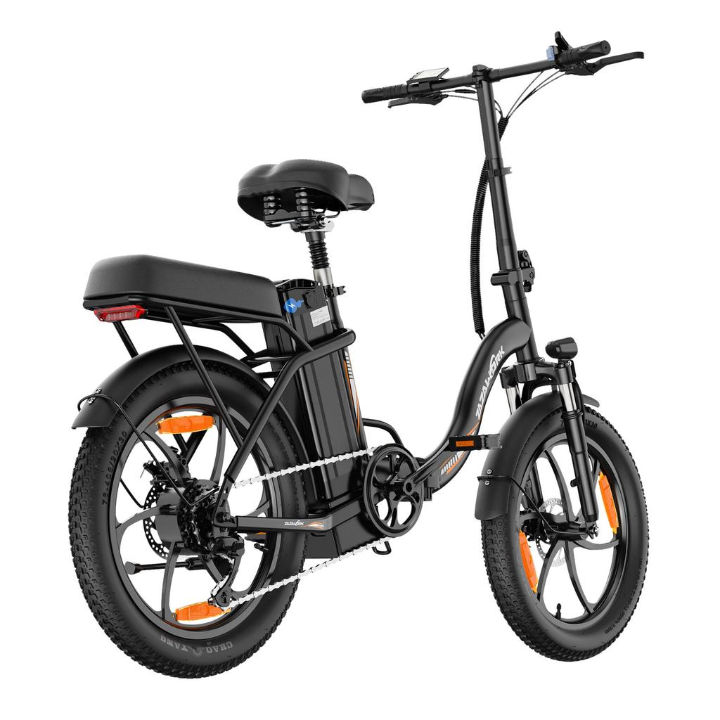 ZAZAWORK 20-inch Folding Electric Bike 250W 47Nm Motor 48V 16Ah Battery 25km/h Speed 100km Range 7 Speeds Spring Suspension Disc Brakes