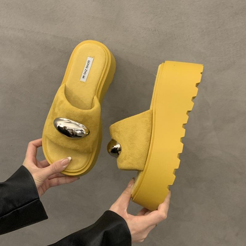 Women's shoes 2025 summer open-toed flat-bottomed lazy sandals square head with comfortable cool slippers