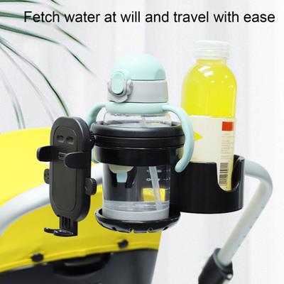 Water Cup Holder 3 In 1 Stroller Cup Holder with Phone Mount 360 Degrees Rotatable Drink Holder Non Slip Easy Install Removable Stroller Accessories