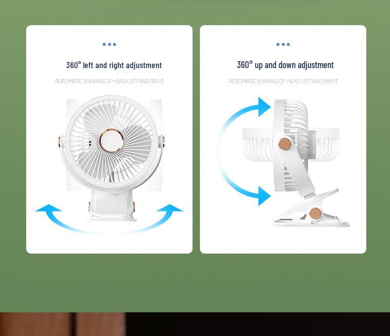 Rechargeable Wall-Mounted Office Fan: Portable Desk and Clip Design